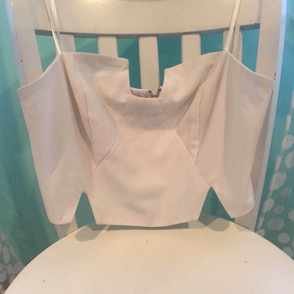 White strapless crop top